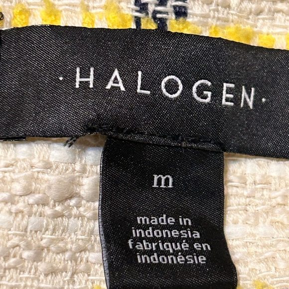 Halogwn Check Tweed Fringed Jacket Yellow/White/Black, size Medium - Picture 7 of 8